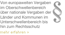 Von europaweiten Vergaben im Oberschwellenbereich über nationale Vergaben der Länder u. Kommunen im Unterschwellenbereich bis hin zum Rechtsschutz